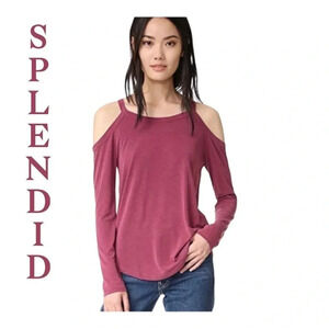 Splendid womens medium slub subwash cold shoulder‎ top